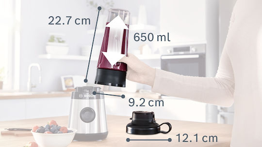 Bosch To-Go-Flasche + Messer kompatibel mit Bosch Vitapower Blender Serie 4 Serie 2