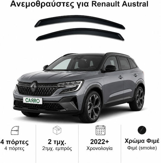 Heko Set of Windbreakers Front Car Dark Fime for Renault Austral 2pcs