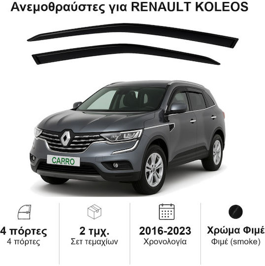 Heko Set of Windbreakers Front Car Dark Fime for Renault Koleos 2pcs