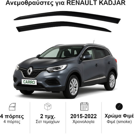 Heko Set of Windbreakers Front Car Dark Fime for Renault Kadjar 2pcs