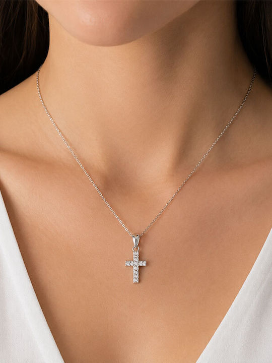 Ios Women's Silver Cross with Chain