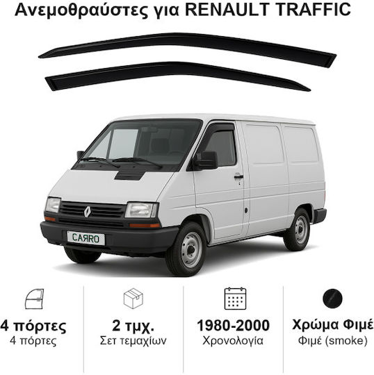 Heko Set of Windbreakers Front Car Dark Fime for Renault Trafic 2pcs