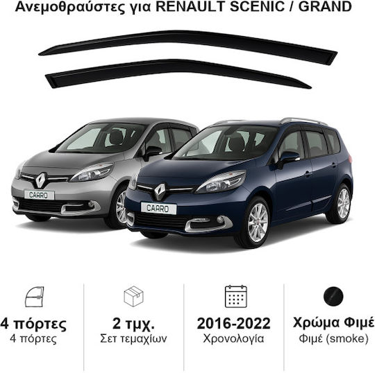 Heko Set of Windbreakers Front Car Dark Fime for Renault Grand Scenic / Scenic 2pcs
