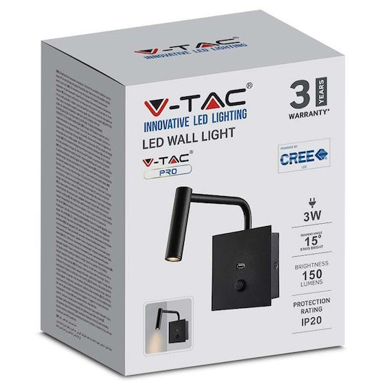 V-TAC V-TAC Wandmontiertes Außenlicht LED IP20 3W mit Warmweißem Licht 9x6x3cm