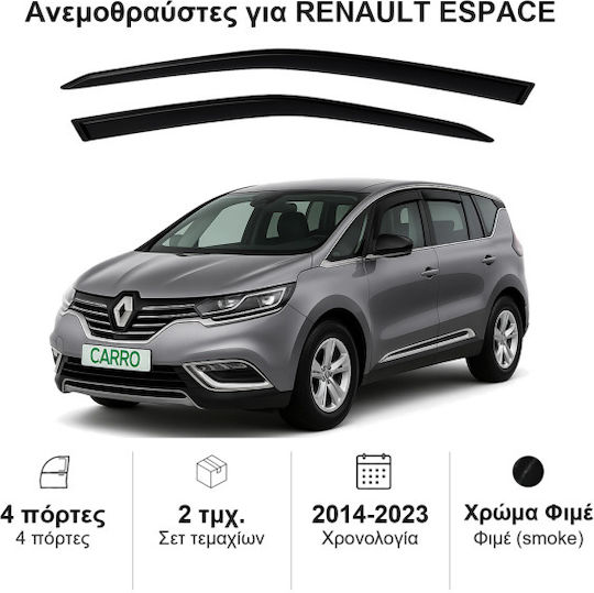Heko Set of Windbreakers Front Car Dark Fime for Renault Espace 2pcs