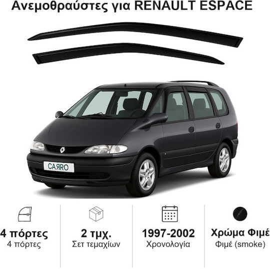 Heko Set of Windbreakers Front Car Dark Fime for Renault Espace 2pcs