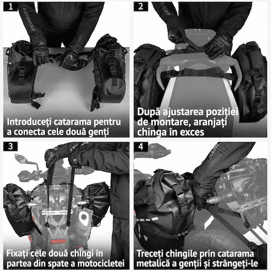 Motowolf Set de saci de șa pentru motocicletă 28lt în culoare neagră