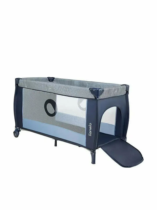 Lionelo Patut pliabil cu 2 Nivele cu Masă de Schimbat Scutece și Saltea Albastru 60x120cm
