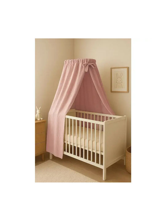 Qmini Qmini Baby Moskitonetz für Kinderbett Baumwoll Rosa 145x200cm