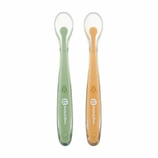 Petite & Mars Baby Set von Löffeln mit Wärmeempfindlich für 6+ Monate Grüne 2 Stücke
