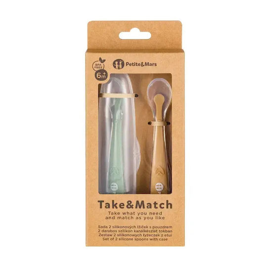 Petite & Mars Baby Set von Löffeln mit Wärmeempfindlich für 6+ Monate Grüne 2 Stücke