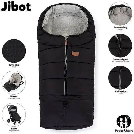 Petite & Mars Jibot Sac de Cărucior Impermeabil Gri cu Căptușeală Fleece 100x48cm