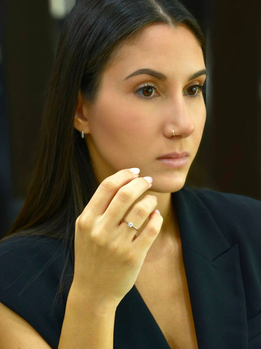 Mentzos Inel Din Aur Alb 18K Cu Diamant