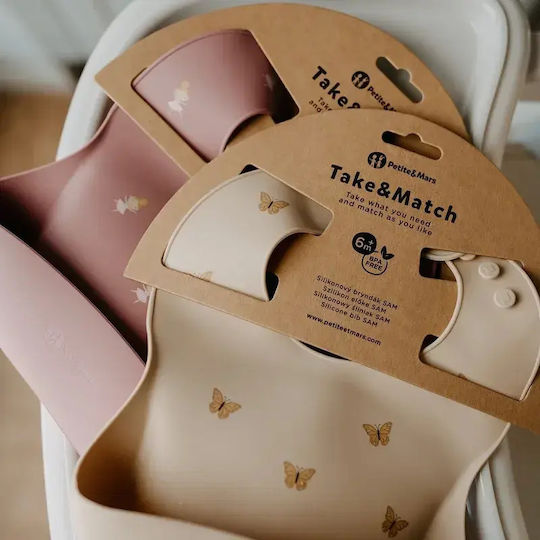 Petite & Mars Babici Pentru Bebeluşi Din Silicon Cu Buzunar Bitter Cocoa Pentru 6 Luni+