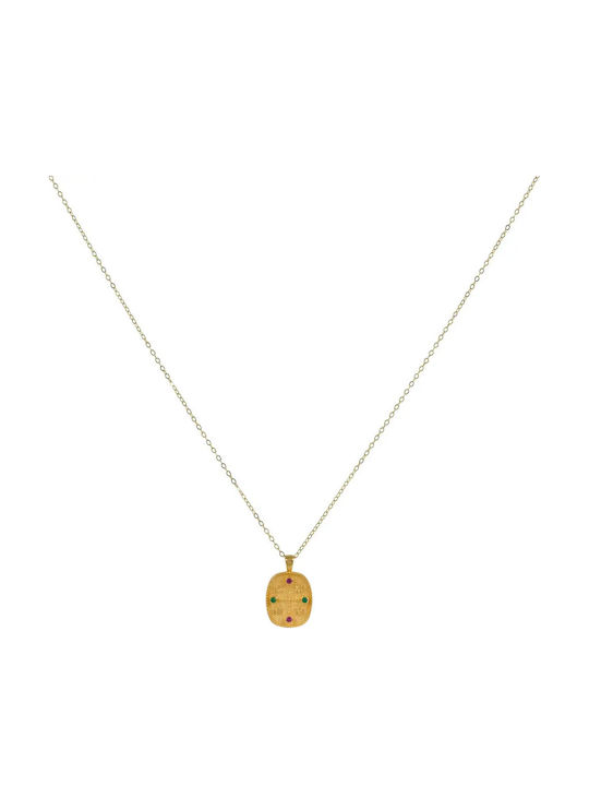 Konstantin Halskette Talisman aus Vergoldetem Silber mit Zirkon Fuchsia