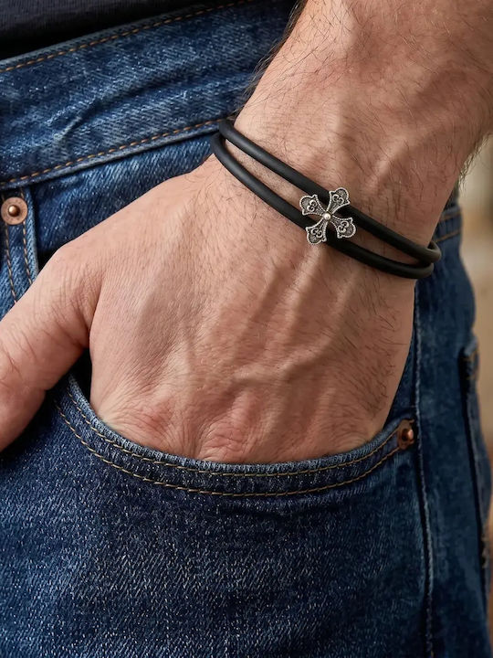 Men's Silver Cross Design Bracelet