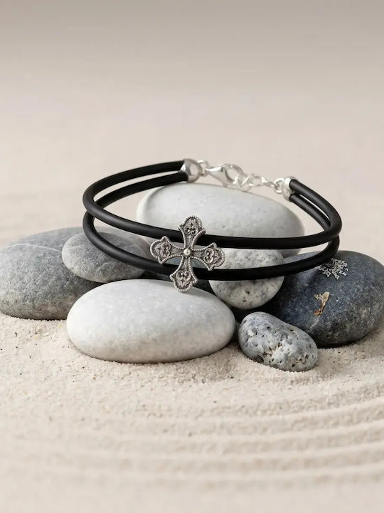 Men's Silver Cross Design Bracelet