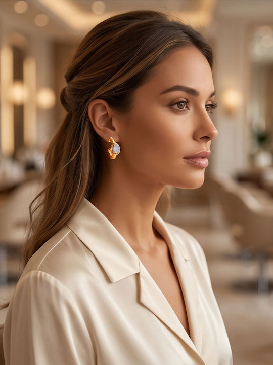 Touch Earrings Hoops Made of Gold Plated Steel 10 721 Gold
