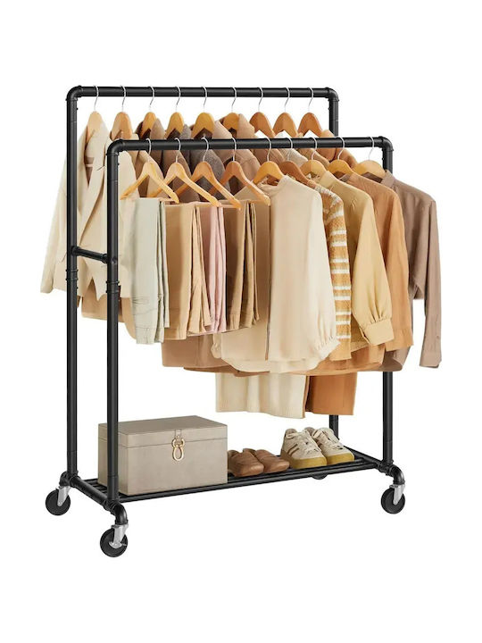Songmics Cu Roți Rack de Podea din Metal Negru 162x59cm Songmics Cu Roți Rack de Podea din Metal Negru 162x59cm