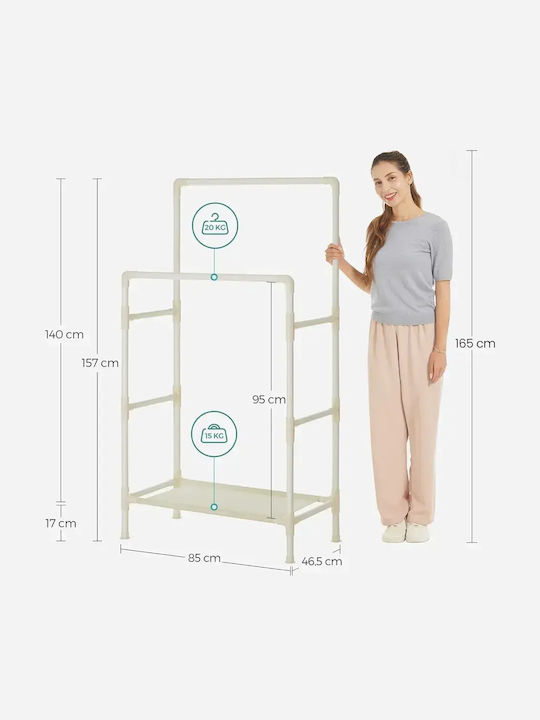 Songmics Suport de haine de podea din metal alb 154x44cm