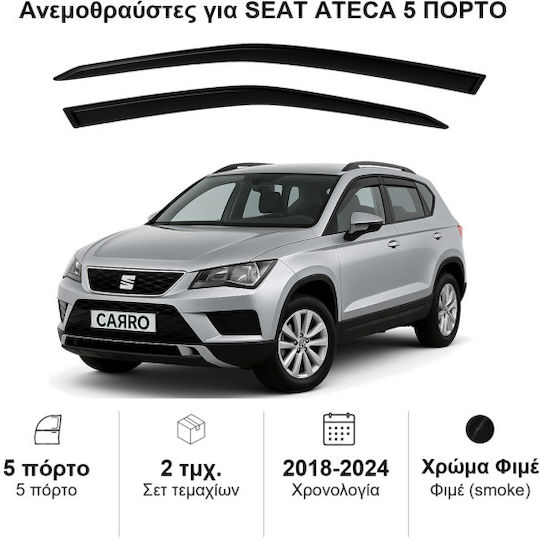 Heko Set of Windbreakers Front Car Dark Fime for Seat Ateca 2pcs