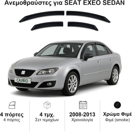 Heko Set of Windbreakers Front and Rear Car Dark Fime for Seat Exeo 4pcs