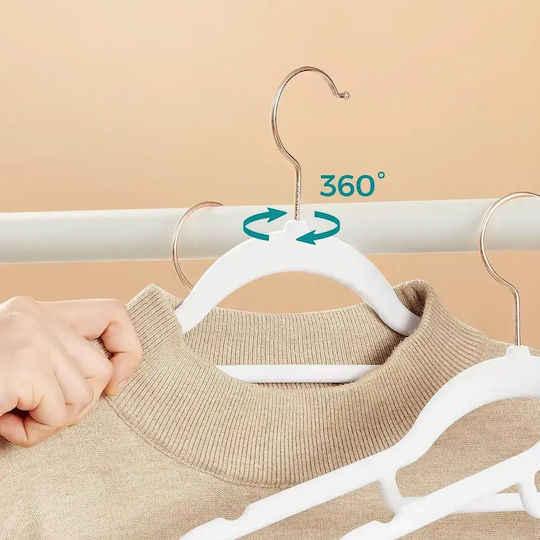Songmics Agățători de Haine pentru Pantaloni Din Lemn Albe 50 Bucăți