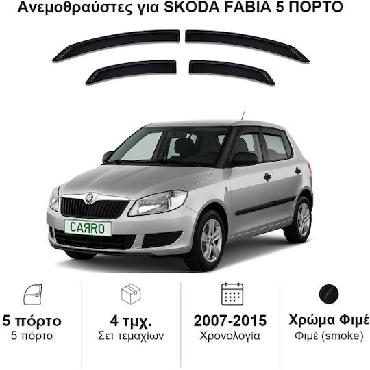 Heko Σετ Ανεμοθραύστες Αυτοκινήτου Μπροστινοί και Πίσω για Skoda Fabia II 5D 2007 4τμχ
