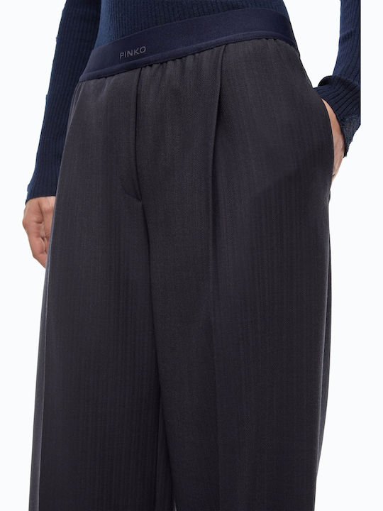 Women's Pantaloons with Rubber Band in Palazzo Fit Dark Blue
