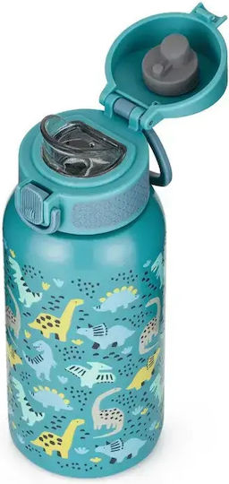 Petite & Mars Sticlă Pentru Copii Termos Dinozauri Din Oțel Inoxidabil Albastru 500ml