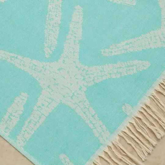 Borea Beach Towel Pareo Cotton Green with Fringes 160x90cm