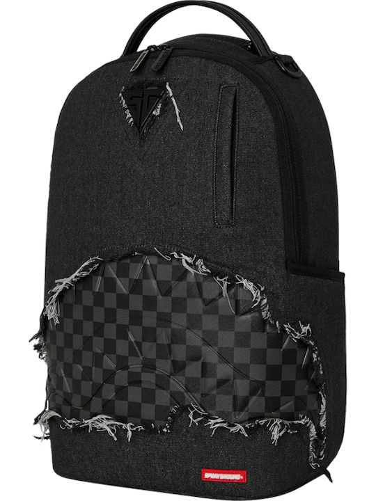 Sprayground Black Denim Tear Shark School Backpack Junior High-High School Black Denim Tear Shark 22 Litre 29 x 15 x 45.7 cm