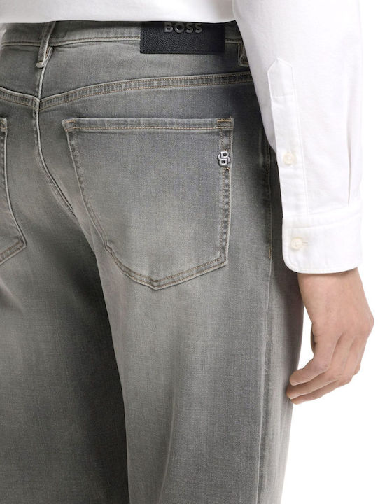 Men's Elastic Straight Jeans Pants Grey