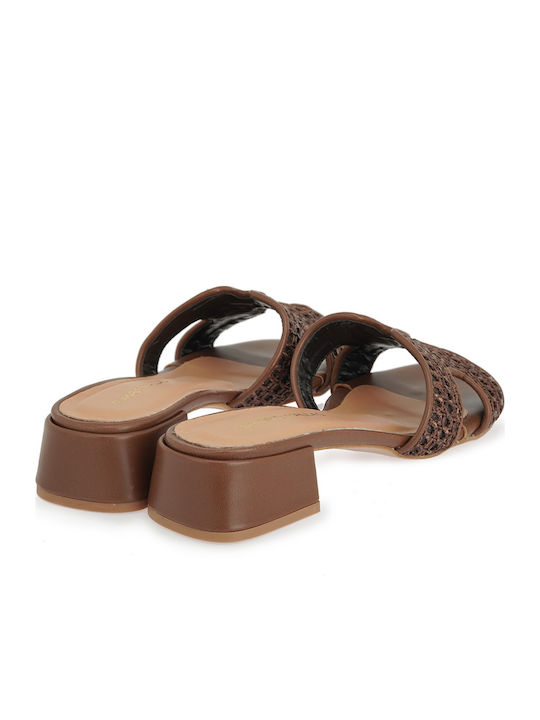Mules With Low Heel In Brown Colour