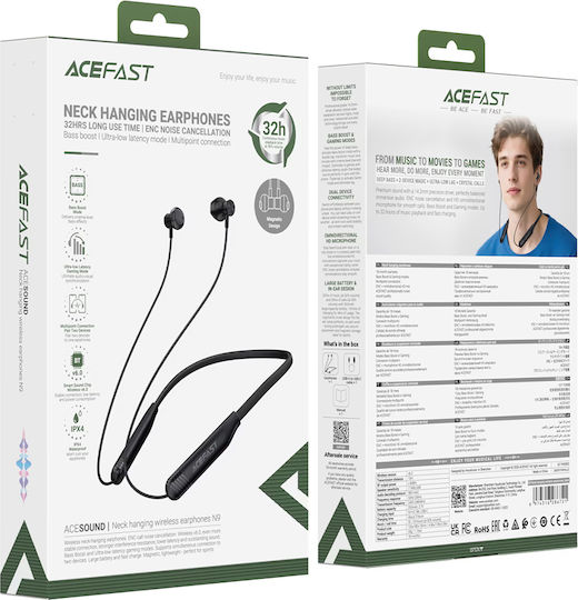 Acefast N9 In-ear Bluetooth Handsfree Headphones with Sweat Resistance Black