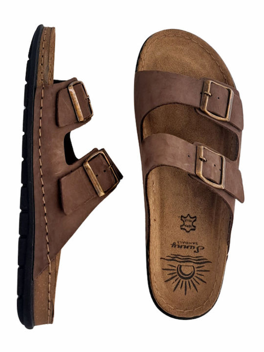 Leder Herrensandalen in Braun Farbe ETTORE-60902KΦ