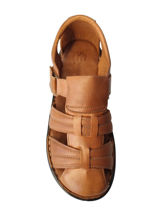 Leather Men's Sandals in Tabac Brown Colour