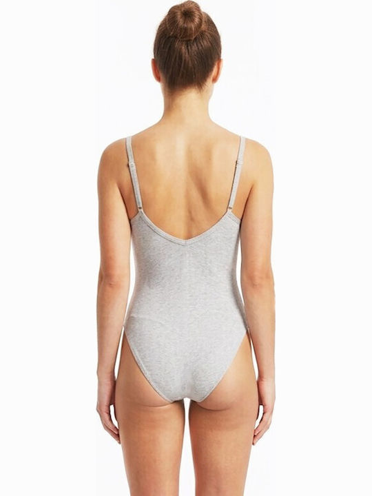 Damen-Bodysuit Feminin Schlank Träger Grau 1114gk