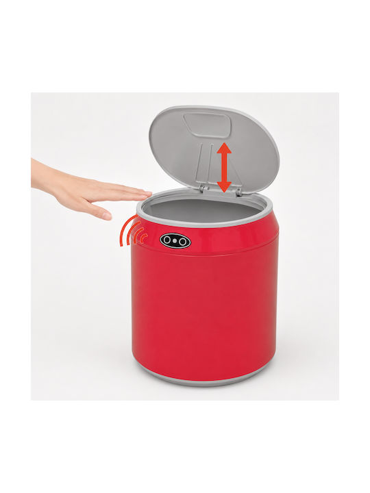 MRShome Plastic Waste Bin with Photocell Red 1.5lt