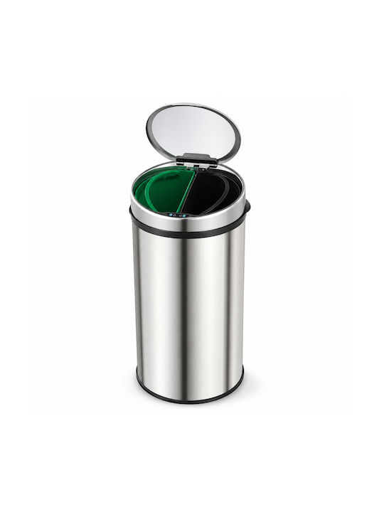 MRShome Waste Bin Made of Silver Stainless Steel 58lt