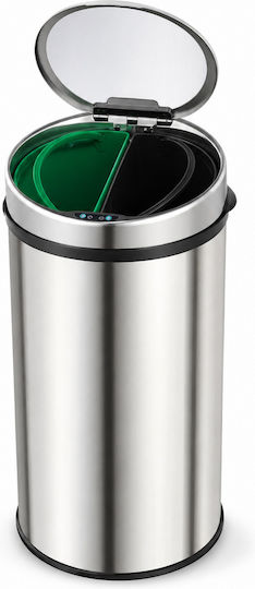 MRShome MRShome Mülleimer aus Edelstahl mit Sensor Silber 58l