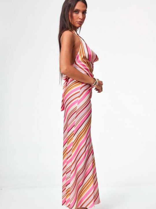 Kit With Satin Maxi Skirt Pink