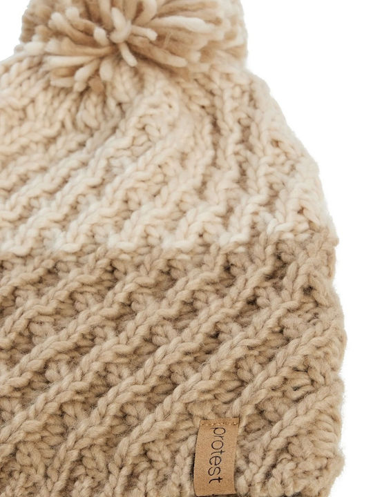 Beanie Women's Knitted Beanie in Beige Color