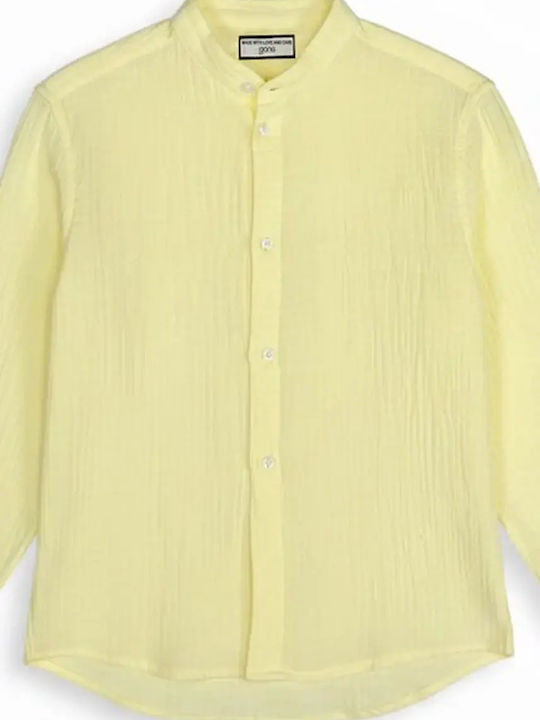 Kids Short-Sleeved Linen Yellow Shirt