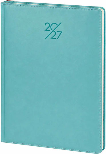 Tagesordnung Tägliches Tagebuch 2027 17x24cm Lederartiges Turquoise