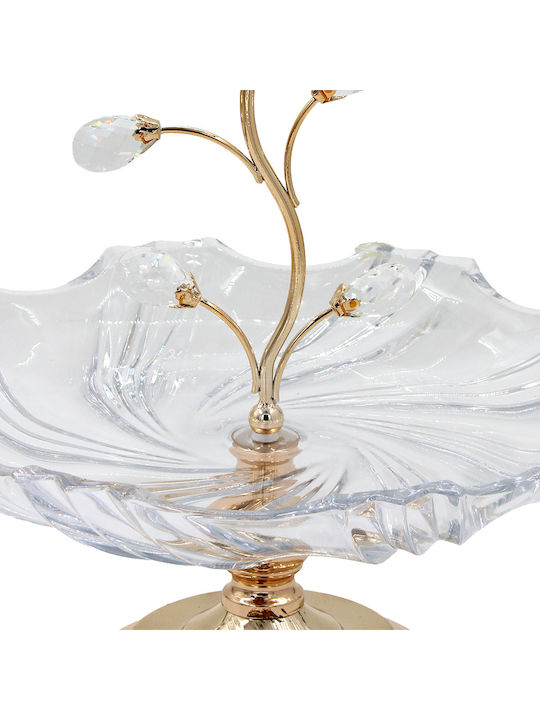 Keskor Decorative Glass Gold Platter 33x33x39cm