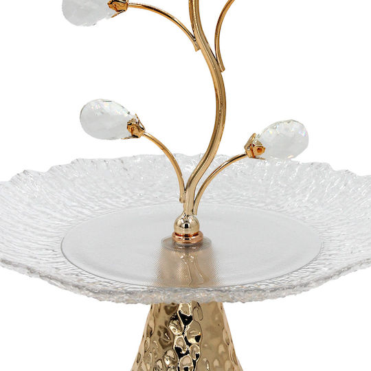 Keskor Decorative Glass Gold Platter 27x27x38cm