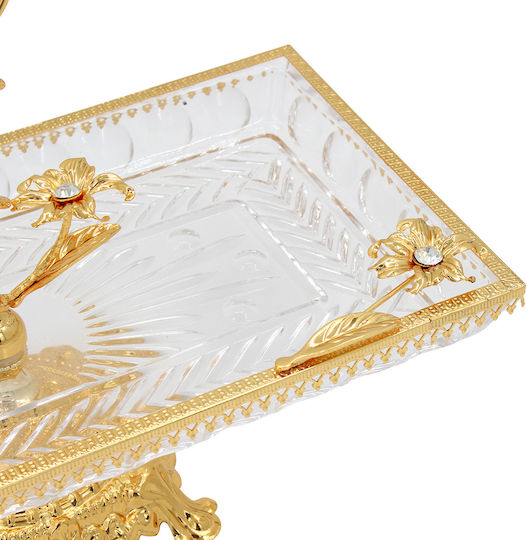 Keskor Dekorative Platte Glas Gold 34x18.5x25cm
