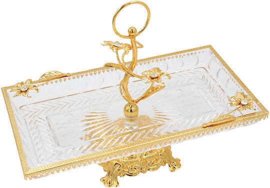 Keskor Dekorative Platte Glas Gold 34x18.5x25cm