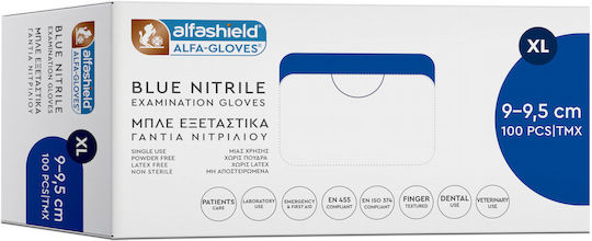 Karabinis Medical Alfashield Alfa Gloves Гащеризони Нитрил Без прах в Син цвят 100бр